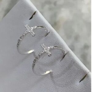 .925 Cross Hoop Sterling Silver Earrings #faith #bible